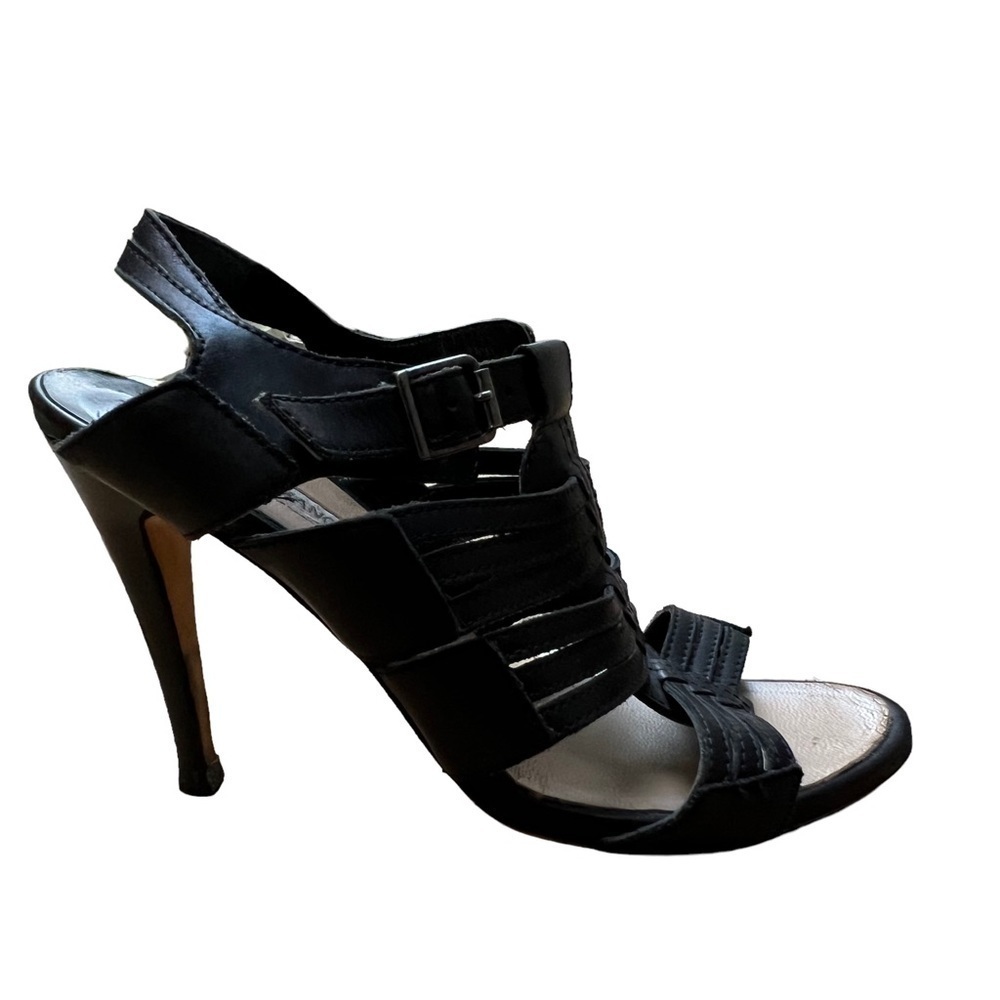 Manolo Blahnik Black Strappy Heels with Buckle